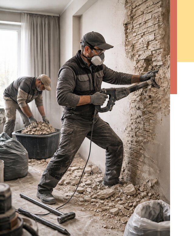 Демонтаж декоративного камня в Ульяновске от 1491 руб/м² — быстро и недорого | ОТДЕЛОЧНИК-Улн