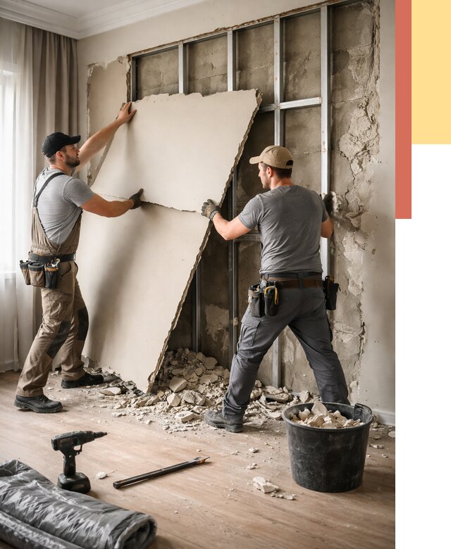 Демонтаж гипсокартона со стен в Ульяновске от 360 руб. — услуги демонтажа | ОТДЕЛОЧНИК-Улн