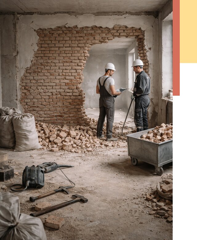 Демонтаж кирпичных стен в Ульяновске от 4320 руб. — быстро, недорого, под ключ | ОТДЕЛОЧНИК-Улн