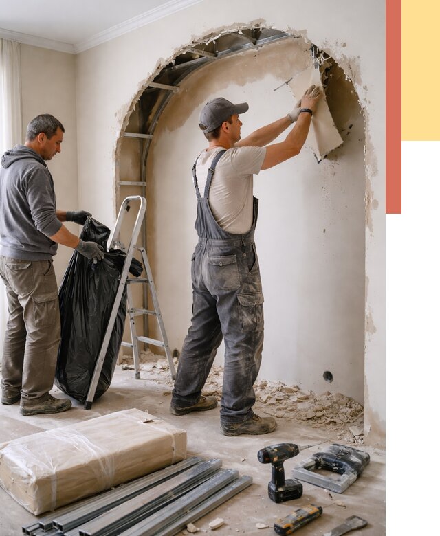 Демонтаж арки из гипсокартона в Ульяновске от 3600 руб. — услуги под ключ | ОТДЕЛОЧНИК-Улн