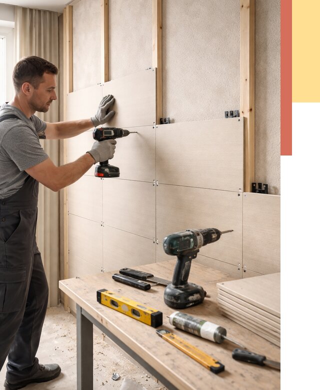 Монтаж МДФ панелей на стены в Ульяновске от 1286 руб. под ключ | ОТДЕЛОЧНИК-Улн