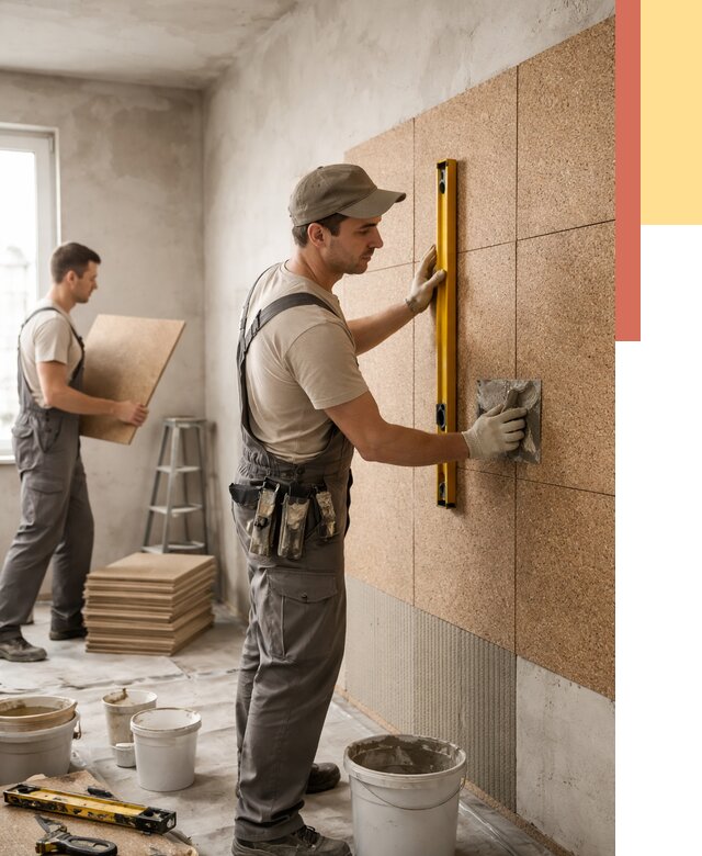 Монтаж пробковых панелей на стены в Ульяновске от 3600 руб. — ОТДЕЛОЧНИК-Улн