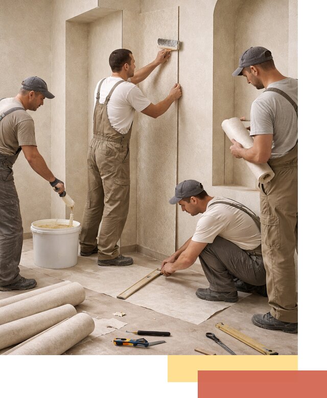 Поклейка обоев на сложные стены и неровные поверхности в Ульяновске