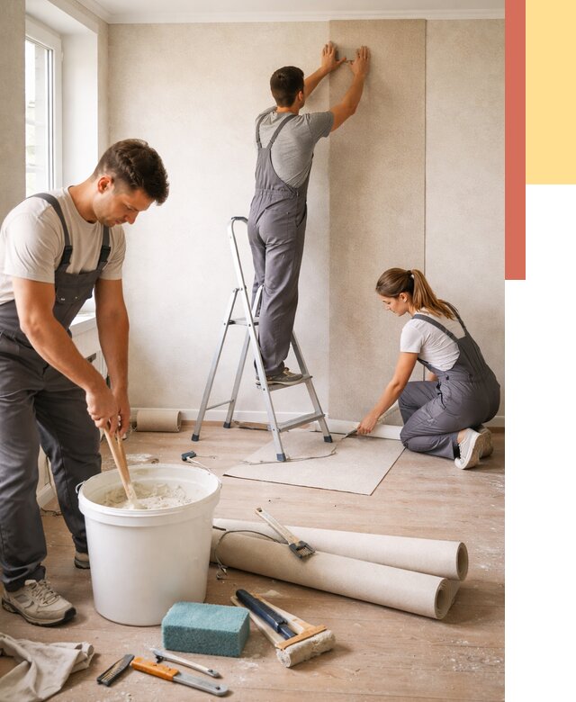 Оклейка стен обоями в Ульяновске от 3600 руб/м2 — быстро и недорого | ОТДЕЛОЧНИК-Улн