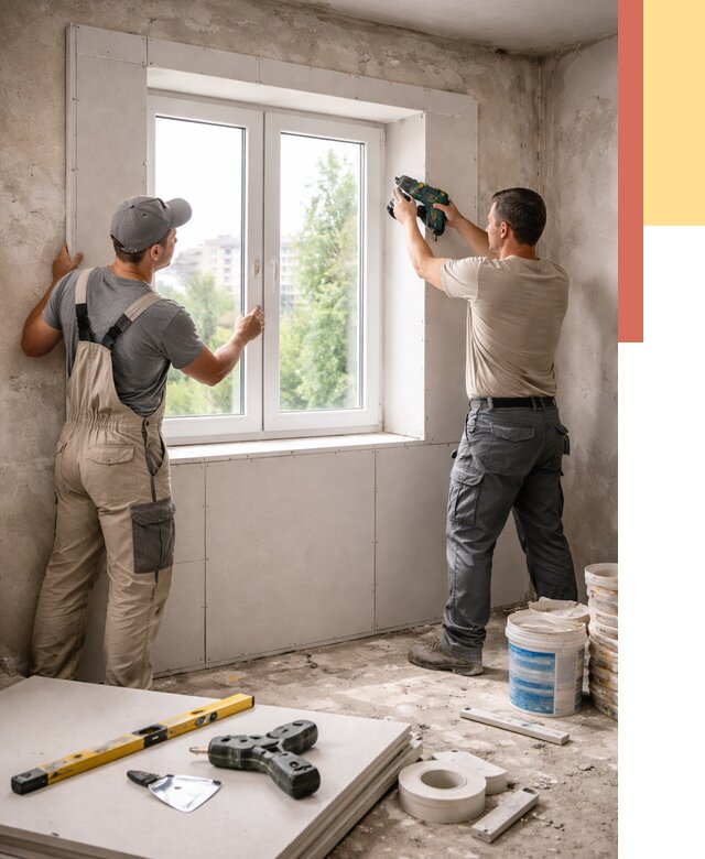 Монтаж откосов из гипсокартона в Ульяновске от 4628 руб. под ключ | ОТДЕЛОЧНИК-Улн