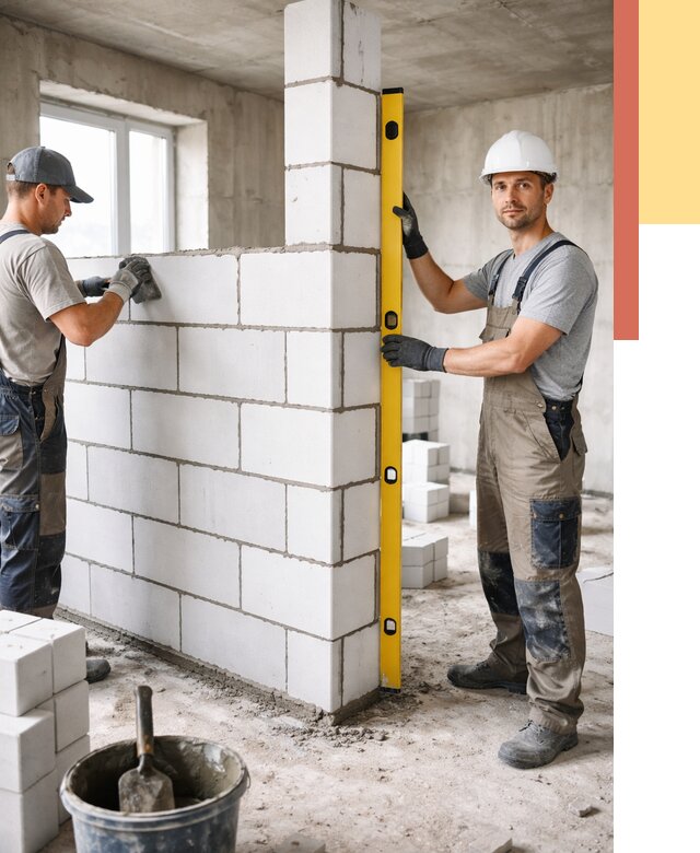 Кладка перегородок из пеноблока в Ульяновске от 1851 руб. под ключ | ОТДЕЛОЧНИК-Улн