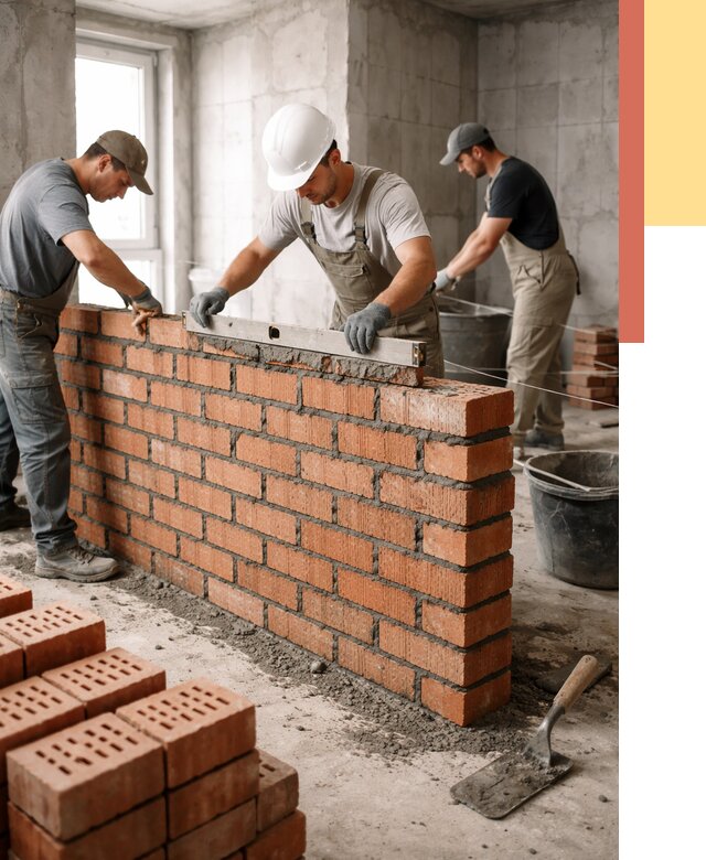 Кладка перегородок из кирпича в Ульяновске от 3600 руб. за м² | ОТДЕЛОЧНИК-Улн