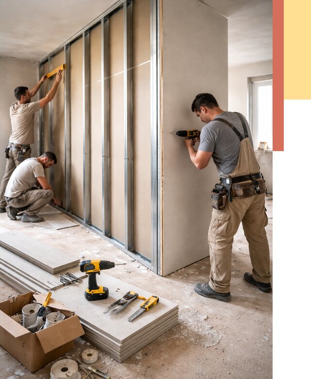 Монтаж однослойной перегородки из гипсокартона в Ульяновске от 669 руб. | ОТДЕЛОЧНИК-Улн