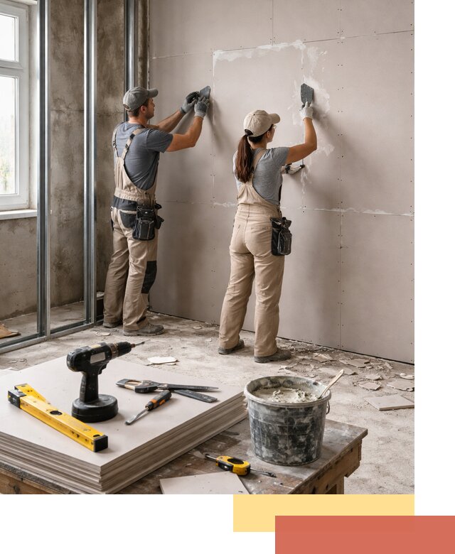 Монтаж двухслойной перегородки из гипсокартона в Ульяновске