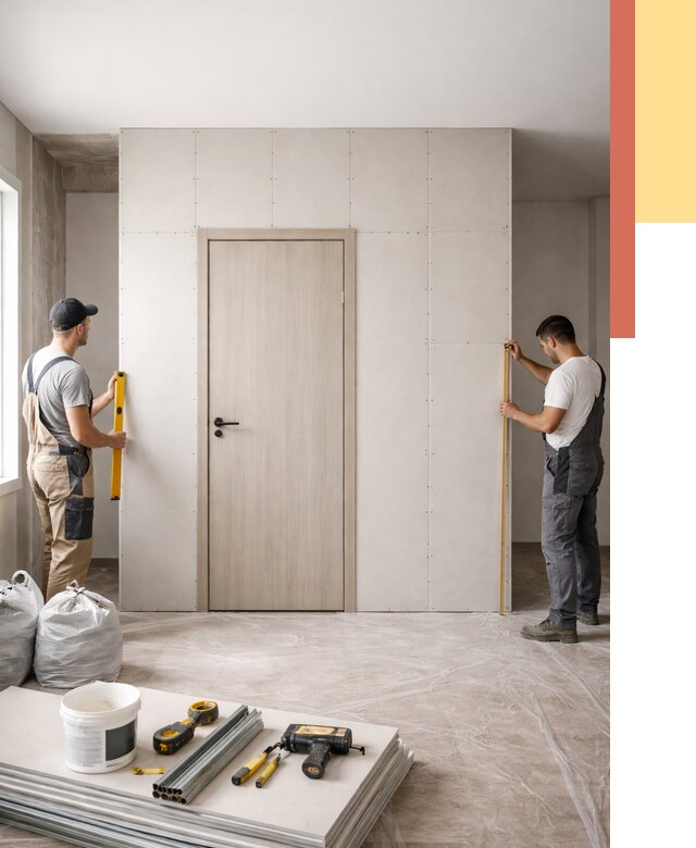 Перегородка из гипсокартона с дверью в Ульяновске от 4628 руб. под ключ | ОТДЕЛОЧНИК-Улн