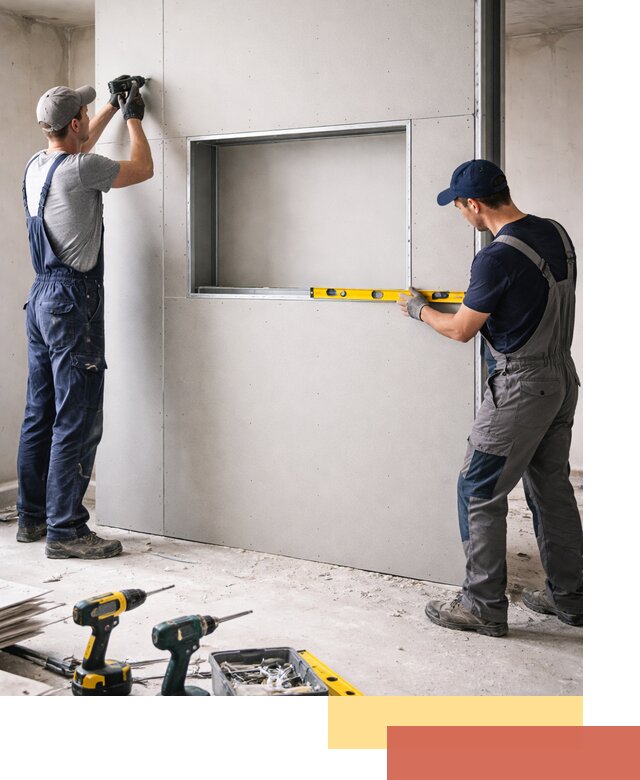 Перегородка из гипсокартона с нишей под декор в Ульяновске