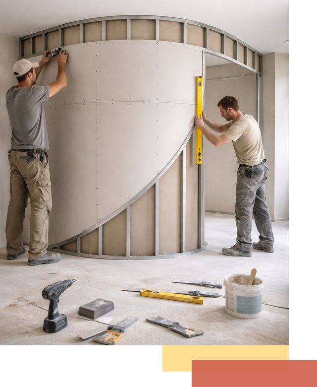 Радиусная перегородка из гипсокартона в Ульяновске под ключ