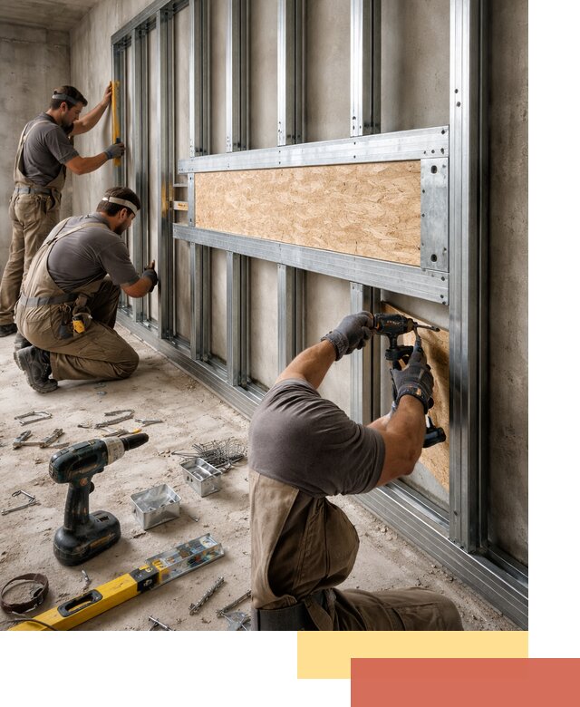 Усиленная перегородка для крепления тяжёлых конструкций в Ульяновске