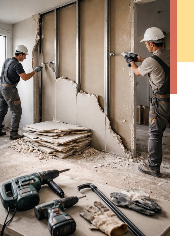 Демонтаж перегородки из гипсокартона в Ульяновске от 1234 руб. быстро и недорого | ОТДЕЛОЧНИК-Улн