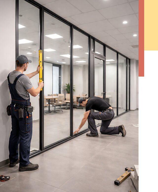 Каркасные стеклянные перегородки в Ульяновске под ключ от 9462 руб. | ОТДЕЛОЧНИК-Улн