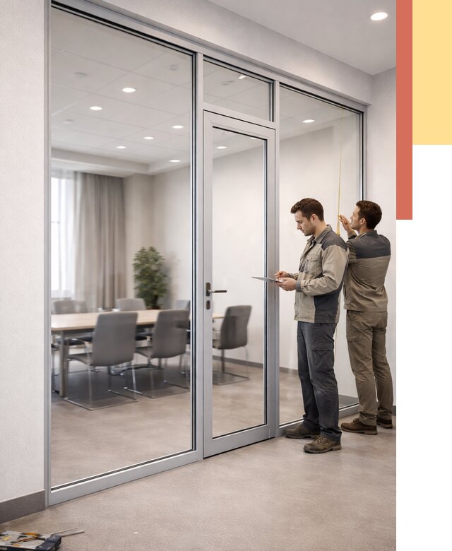 Установка и монтаж алюминиевых перегородок со стеклом в Ульяновске от 8434 руб. | ОТДЕЛОЧНИК-Улн