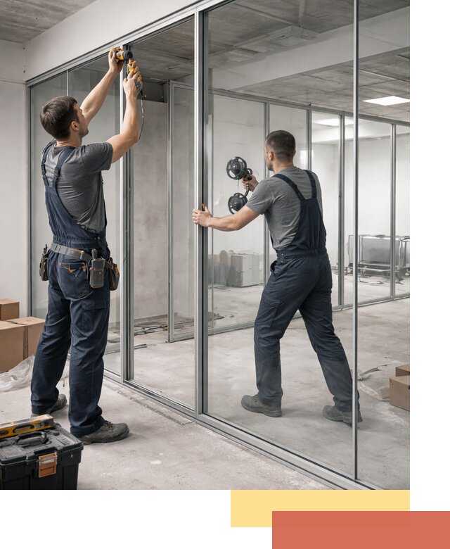 Алюминиевые перегородки со стеклом в Ульяновске — изготовление и монтаж