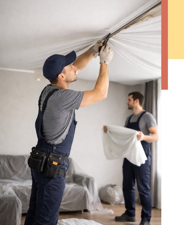 Демонтаж натяжного потолка в Ульяновске от 4628 руб. — снятие и разбор под ключ | ОТДЕЛОЧНИК-Улн