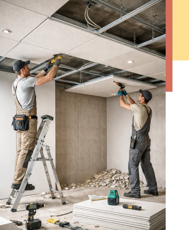 Монтаж акустического потолка в Ульяновске от 6685 руб/м2 — быстро и недорого | ОТДЕЛОЧНИК-Улн