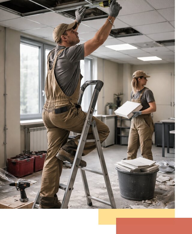 Ремонт потолка Армстронг и замена плит в Ульяновске