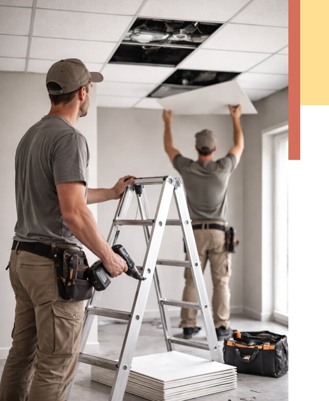 Обслуживание подвесного потолка в Ульяновске от 3600 руб. — быстро и недорого | ОТДЕЛОЧНИК-Улн