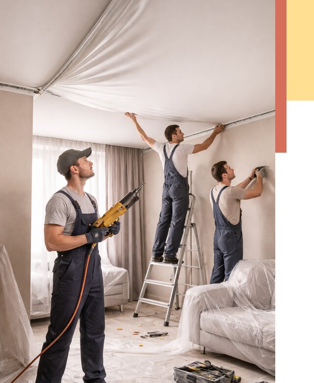 Установка натяжного потолка в Ульяновске от 4628 руб. | Быстро и недорого — ОТДЕЛОЧНИК-Улн