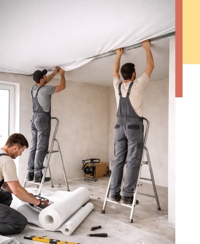 Монтаж тканевого натяжного потолка в Ульяновске от 3600 руб. под ключ | ОТДЕЛОЧНИК-Улн