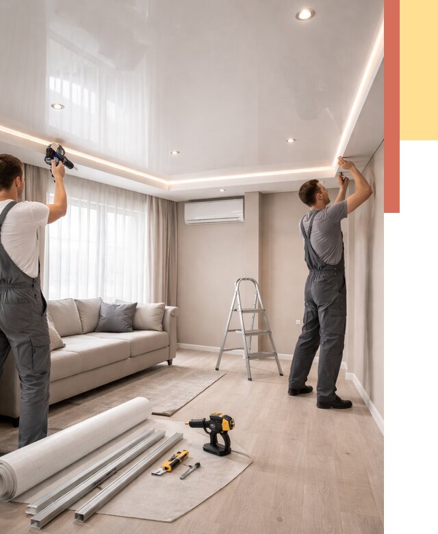 Монтаж глянцевого натяжного потолка в Ульяновске от 771 руб. под ключ | ОТДЕЛОЧНИК-Улн