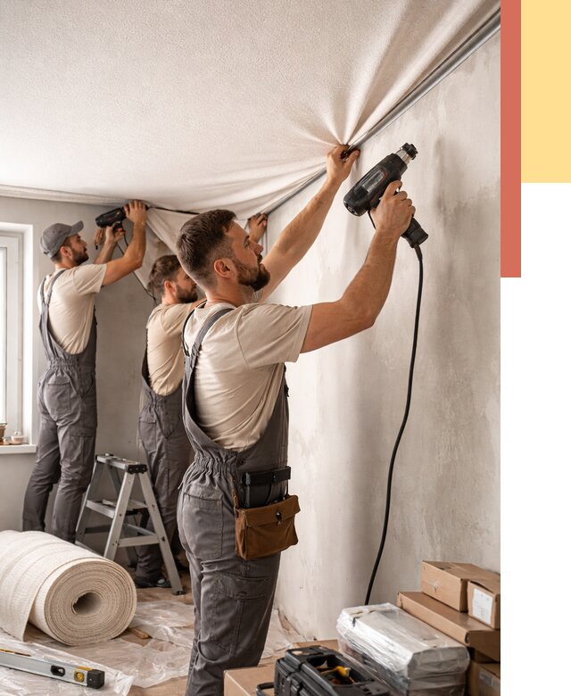 Монтаж фактурного натяжного потолка в Ульяновске от 771 руб. — ОТДЕЛОЧНИК-Улн