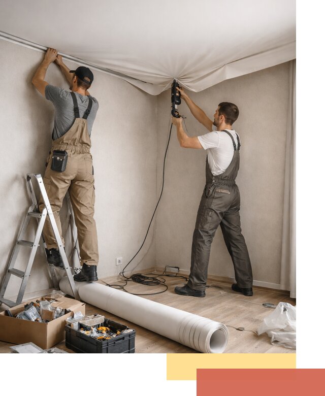 Монтаж цветного натяжного потолка в Ульяновске за один день