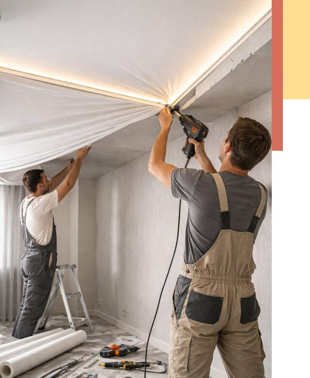 Монтаж натяжного потолка с подсветкой в Ульяновске от 977 руб. | ОТДЕЛОЧНИК-Улн