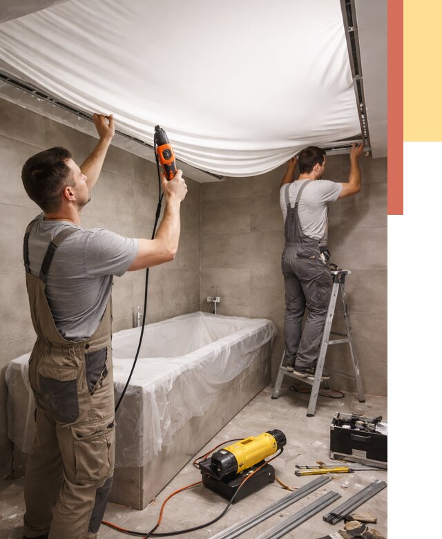 Монтаж натяжного потолка в ванной в Ульяновске от 1234 руб. под ключ | ОТДЕЛОЧНИК-Улн