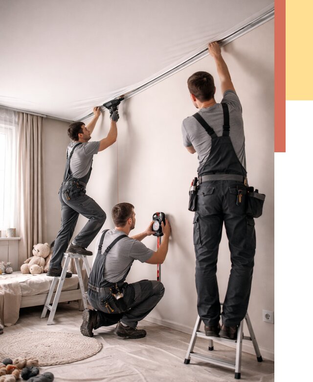 Монтаж натяжного потолка в детской в Ульяновске от 3600 руб. — быстро и недорого | ОТДЕЛОЧНИК-Улн