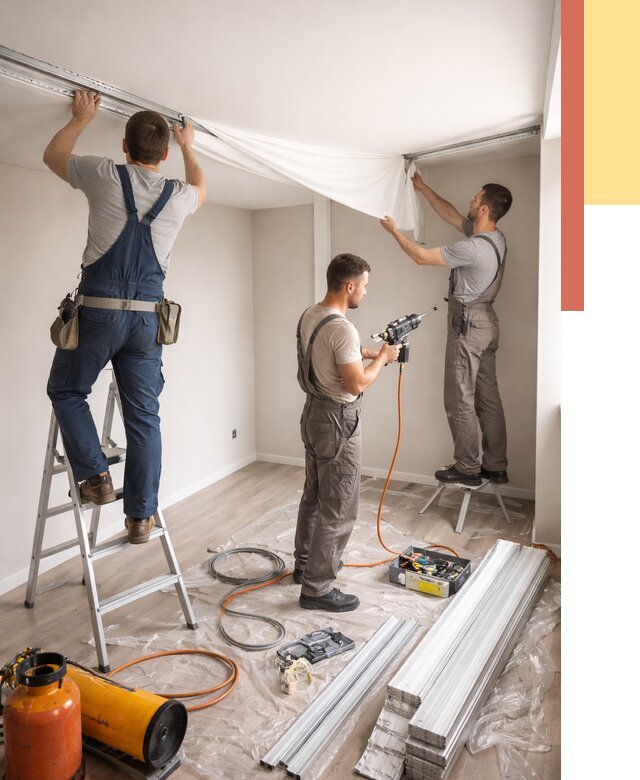 Монтаж натяжного потолка в студии в Ульяновске от 5657 руб. — быстро и недорого | ОТДЕЛОЧНИК-Улн