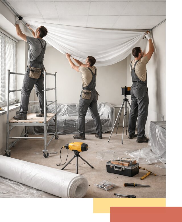 Монтаж натяжного потолка в офисе в Ульяновске