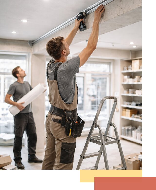 Монтаж натяжных потолков в магазине в Ульяновске