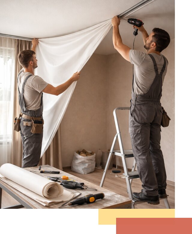 Замена полотна натяжного потолка в Ульяновске быстро и качественно