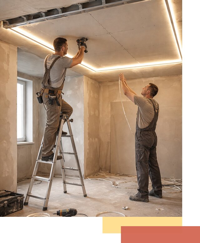 Потолок из гипсокартона с подсветкой в Ульяновске