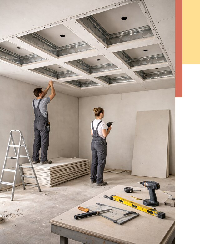 Кессонный потолок из гипсокартона в Ульяновске от 1903 руб. — монтаж и под ключ | ОТДЕЛОЧНИК-Улн